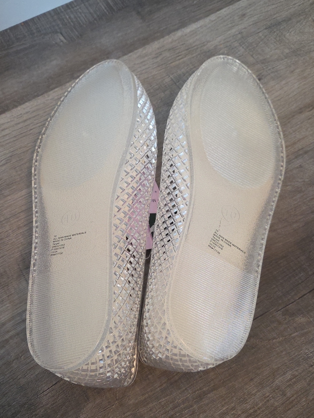Clear Jelly Shoes Woven Flats, Size 10, Memory Foam Insoles, New w/ Tags - Picture 6 of 9